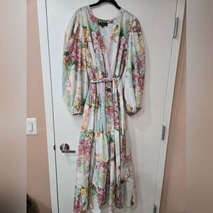 Eliquii floral maxi dress w/belt